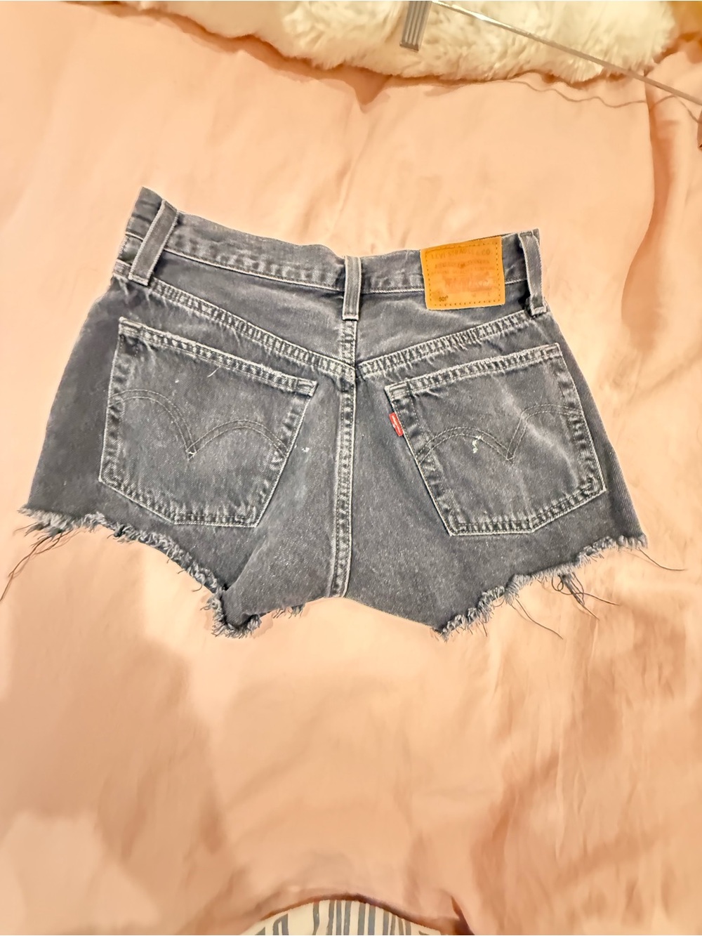 Levi's Black Washed Distressed High-Rise Jean Shorts